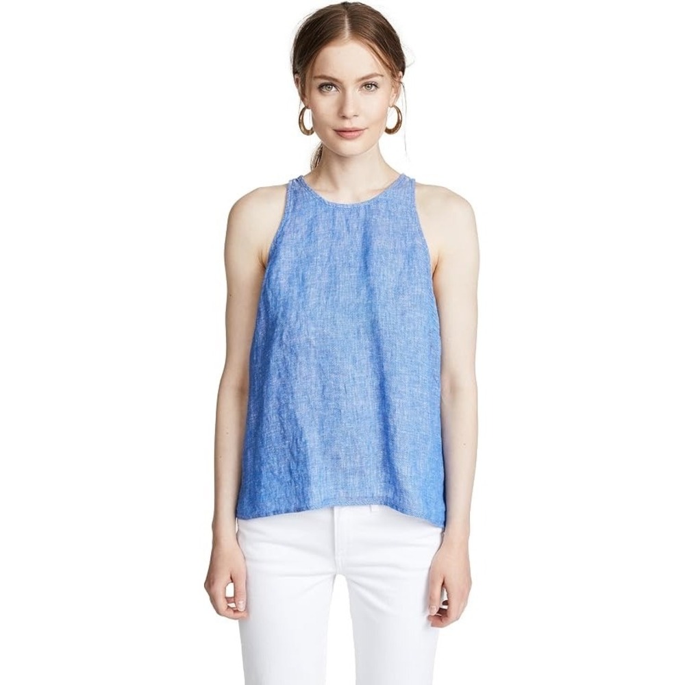 Joie Soft Blue 100% Linen Button Back Sleeveless Tank Top | Size Small